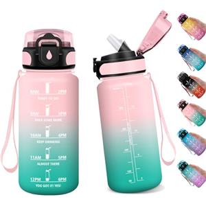 KollyKolla Borraccia Motivazionale 500ml, Bottiglia con Cannuccia, Bottiglia Riutilizzabile, Borraccia Sportiva con Indicatore del Tempo Motivazionale, Borraccia per Bambini, Sport, Scuola, Gym, Fitness