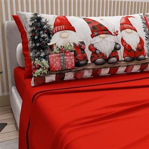 PETTI Artigiani Italiani - Lenzuola in Cotone con Federe in Stampa Digitale di Natale, Lenzuola Natalizie 2 Piazze, Completo Letto Matrimoniale Maxi, Xmas 5 Rosso, 100% Made in Italy