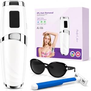 Mulbijeo Mulinello Luce Pulsata, IPL Con Temperatura Controllata, Epilatore Elettrico Donna, Per Viso, Ascelle e Corpo, Epilatore Luce Pulsata, Con Modo Manuale e Automatico, Kit Ceretta, Bianco perla