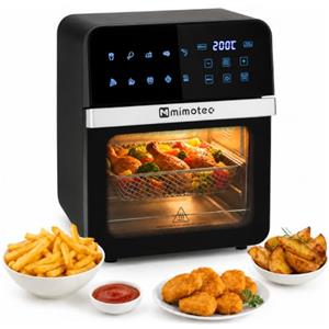M mimotec - Friggitrice ad aria Vera Touch 10L, Senza olio, 1800W, 10 programmi digitali, Touch Screen, Funzione grill, Timer regolabile, 2 livelli, Temperatura 80-200°C, Cottura sana