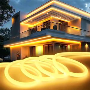 KSIBNW Striscia LED Neon 2M, 220V Luci Camera da Letto Esterno Flessibile Impermeabile IP65 Interni Bagliore a 320° Luce con Alimentatore 120 led/m Nastri LED per Decorazione,Bianco Caldo