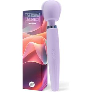 Oliver James Vibratore Wand Premium di Oliver James - Ricaricabile e Resistente agli Schizzi con 5 Modalità e 4 Livelli di Intensità - Silicone Sicuro, per Lei & Lui, 30,5 x 5,6 cm (Foschia di lavanda)
