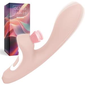 Oliver James Vibratore Rabbit Picchiettante - Sex Toy Silenzioso Doppio Motore, 7 Modalità Vibrazione e 7 Picchiettio | Stimolatore Clitorideo e Punto G, Silicone Atossico Impermeabile Donna e Coppia