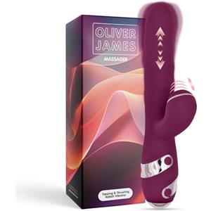 Oliver James Vibratore Rabbit 3-in-1 - Dildo a Spinta Discreto con 10 Vibrazioni, 10 Tap Tapping e 3 Modalità di Spinta | Stimolatore G-Spot e Clitorideo Impermeabile per Donne e Coppie