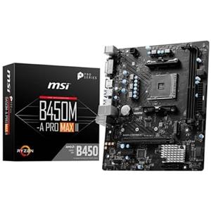 MSI B450M-A Pro Max II ProSeries Scheda madre (mATX, Supporta processori AMD 5000/4000/3000/2000/1000 Series AM4, M.2, SATA 6G, USB 3.2 Gen 1, DDR4, HDMI/DVI, LAN 2,5 Gbps, Nero