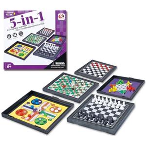 Tokaneit Gioco da Viaggio Chess Set, Scacchiera Magnetica Portatile, 5-in-1 Set di Scacchiera, Scacchiera Pieghevole e Portatile, per Feste Attività di Famiglia