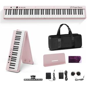 Finger Dance Tastiera per pianoforte pieghevole, 88 tasti, tastiera elettrica portatile con Bluetooth MIDI, pianoforte digitale full size, venature del legno, semi-ponderata, sensibile al tocco, con