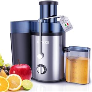 YOYIKKO Centrifuga Frutta e Verdura, 3 Velocità di Regolazione, 800W Estrattore Frutta e Verdura con 75 MM Bocca Larga, Facile da Pulire, Acciaio Inossidabile Senza BPA (Argento-100)