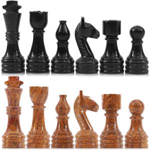 MARBLE RANGE Pezzi di scacchi in marmo Nero e Rosso, realizzati a mano, re da 8,9 cm, set da 32 pezzi, ideali per scacchiere e scacchi da viaggio