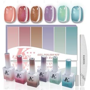 KIANOOL Smalto Semipermanente Unghie Cat Eye Gel Polish, 6Colori Smalti con Magnete