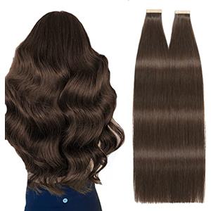 Hotlulana Extension Capelli Veri Biadesivo Marrone Scuro(#2) Extension Capelli Veri 14Pollici 40pcs 35cm 80g Extension Biadesive Capelli Veri Remy 100% Invisible Skin Weft Tape in Hair Extensions.