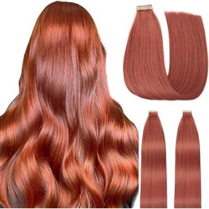Hotlulana Extension Capelli Veri Biadesivo Rosso rame(#350)Extension Capelli Veri 24Pollici 20pcs 60cm 50g Invisible Extension Biadesive Capelli Veri Remy Skin Weft Tape in Hair Extensions Human Hair