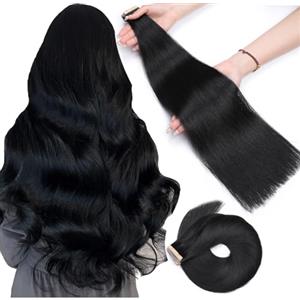 Hotlulana Extension Capelli Veri Biadesivo Nero(#1) Extension Capelli Veri 16Pollici 40pcs 40cm 80g Extension Biadesive Capelli Veri Invisible Skin Weft Remy 100% Tape in Hair Extensions Human Hair.