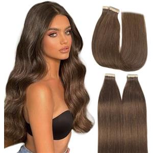 Hotlulana Extension Capelli Veri Biadesivo Marrone Medio(#4) Extension Capelli Veri 18Pollici 20pcs 45cm 40g Extension Biadesive Capelli Veri Remy 100% Invisible Skin Weft Tape in Hair Extensions.