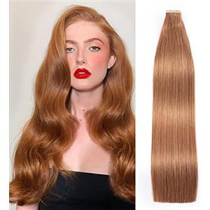 Hotlulana Extension Capelli Veri Biadesivo Zenzero di Auburn(#30)Extension Capelli Veri 18Pollici 20pcs 45cm 40g Extension Biadesive Capelli Veri Remy 100% Invisible Skin Weft Tape in Hair Extensions