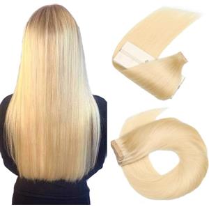 Hotlulana Extension Capelli Veri Biadesivo Bleach Blonde(#613) Extension Capelli Veri 16Pollici 20pcs 40cm 40g Invisible Extension Biadesive Capelli Veri Remy Skin Weft Tape in Hair Extensions.