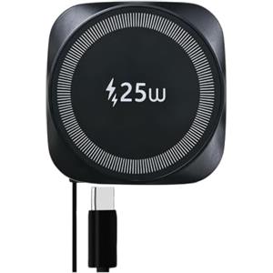 Kitbox Caricatore Wireless Magnetico 25W con Cavo USB C Retrattile, Base Ricarica Wireless Veloce Qi2.2 Per iPhone 17/16/15/14/13/12/Airpods, Caricatore Portatile per Samsung Galaxy, Google Pixel ecc,nero