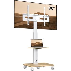 BONTEC Supporto TV da Pavimento con Base in Legno per TV 32-80 Pollici