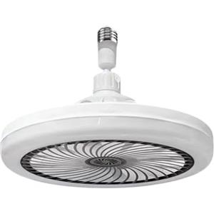 PureBowlic Ventilatore da soffitto E27 con luce e telecomando, lampada silenziosa chiusa da 25,4 cm, 3 modalità di colore e R per camera da letto, cucina, dormitorio, bianco (C)
