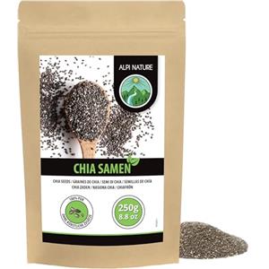 Alpi Nature Semi di Chia 250g, Semi di Chia Neri Interi e Crudi per Frullati, Yogurt e Muesli