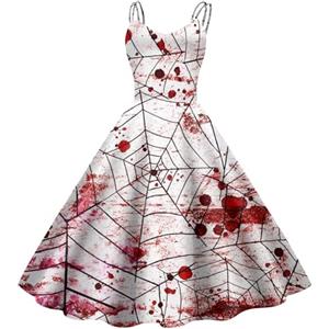 PINTUTU Stampa Sanguinosa Vestito Da Halloween, Vestito Halloween Donna Zombie, Abiti In Costume Di Sangue, Costume Da Zombie Donna Perfetto Per La Festa Halloween Carnevalecostume Da Donna Uomo Per Halloween