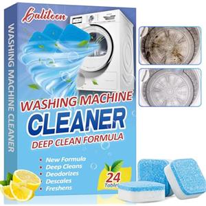 Galitoon Pulitore per Lavatrice, 24 Pezzi, Detergente Efficace per HE Top Load e Front Loader, Pulizia Profonda del Tamburo e della Guarnizione del Tubo di Lavaggio, Elimina Odori e Sporco (1, Blu)