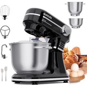 SUNCOK Impastatrice Planetaria 1500W, ciotola inox da 10 L,12 velocità + Pulse, planetaria professionale compatta, Impastatrice con Frusta, Gancio Impastare e Mescolatore (B03B-Nero)