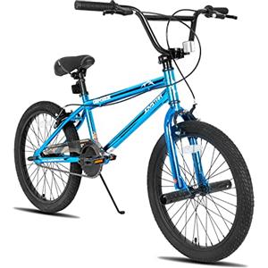 JOYSTAR Bicicletta BMX da 24 pollici per bambini e bambine dagli 8 ai 10 anni, bici freestyle per principianti con due freni a mano e 2 peg, blu