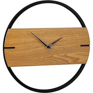 Relaxdays Orologio da Parete Design Minimal, Analogico, per Cucina, Soggiorno e Ufficio, da Interno, Ø30cm, Marrone/Nero, Metallo, Pannelli MDF, Effetto Legno, 1 pz