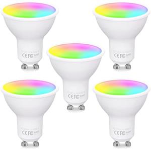 Fitop Lampadine Alexa Inteligente LED GU10, Dimmerabile Lampadina Smart 4.7W=50W, RGB & 2200K-6500K Bianco Freddo Caldo, Compatibile con Alexa/Google Home/Siri, Controllo APP, 5 pezzi