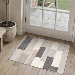 PureCozy Zerbino Ingresso Interno Tappeto 60x90cm Beige Tappeti Lavabile in Lavatrice Antiscivolo Moderno Piccolo Carpet Cameretta Camera da Letto Ufficio Cucina Pelo Corto Geometrico