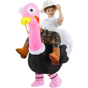JOYBRO Costume Gonfiabile da Struzzo per Bambini, Costume Divertente da Struzzo da Cavalcare per Ragazzi e Ragazze per Halloween, Natale, Carnevale, Cosplay e Feste a Tema, Taglia Unica 120-150 cm