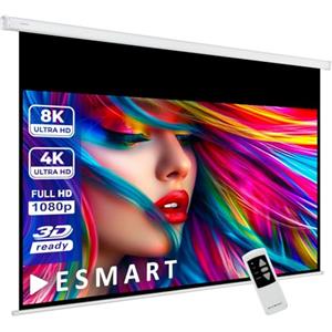 ESMART Professional MIMOTO schermo motorizzato L totale 223 cm, telo bianco | Area di proiezione 186 × 105 cm, formato 16:9, telo bianco per home cinema e presentazioni, telecomando incluso