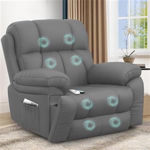 YONISEE Poltrona Relax Elettrica 150° Poltrone Massaggiante Reclinabile Alzapersona Con Poggiapiedi e Riscaldamento, USB+Tipo C, Portabicchieri, Tasche Laterali, Sofa Da Letto Salotto (Grigio Pu)