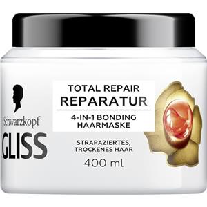 Gliss Riparazione totale 4 in 1 (400 ml), cura per capelli con sistema HAPTIQ e cheratina per capelli lisci e pieni di lucentezza, maschera per capelli riduce la rottura dei capelli