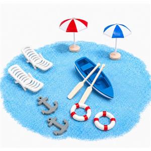 AUEFUDQ 10 Pezzi Mini Decorazione Da Spiaggia, Casa Delle Bambole, Mini Piscina, Micro Set Di Sedie Da Spiaggia, Per Bambole, Spiaggia, Micro Paesaggio Fai Da Te