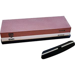 SMI Pietra Affilacoltelli Pietra per Affilare Coltelli Grana 3000/8000 - Pietra per Affilare, Coltello da Cucina Cote Whetstone con base in silicone e guida angolare