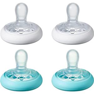 Tommee Tippee Ciuccio Che Simula il Seno Materno, Texture Simile Alla Pelle, Design Ortodontico Simmetrico, 0-6 Mesi, Confezione da 4