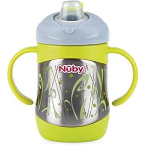 Nuby Tazza Termica per bambini 24mesi+ con Beccuccio, Grigio, 220 ml