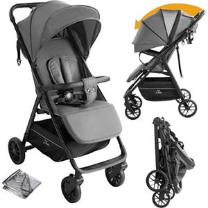 NADDLILY Ultraleggero Passeggino di Soli 4,6 kg, Passeggino da Viaggio con Posizione Sdraiata Regolabile, Passeggino Compatto Fino a 15 kg, Carrozzina per Neonati Pieghevole Portatile (A8 Grey)
