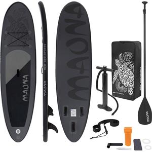 ECD Germany Gonfiabile Stand Up Paddle Board Maona, 308x78x10 cm, nero, PVC, fino a 120 kg, pompa borsa di trasporto accessori
