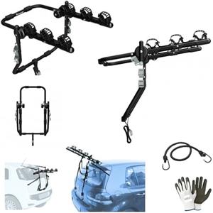 farbrothersonline COMPATIBILE CON Fiat 500 (Escl. tetto vetro) 3p (07-14) PORTA BICICLETTE POSTERIORE PER AUTO PER 3 BICI CICLO PORTABICI IN ACCIAIO CON REGOLAZIONI DI CINGHIE E FIBBIE