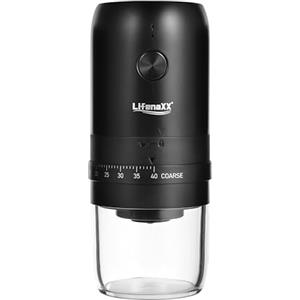 Lifenaxx Macinacaffè Elettrico - Portatile, Ricaricabile USB-C con Macina Conica in Ceramica, 40 Livelli di Macinatura - Compatto, Silenzioso e Regolabile - Per Espresso, Filtro e French Press- LX-063