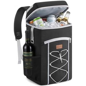 Lifewit Zaino Termico 23L, Borsa Termica Portatile con Forro Interior Impermeable, Zaino Frigo Termico para Viaggio, Camping, Senderismo, Picnic, Spiaggia, Mare, Nero
