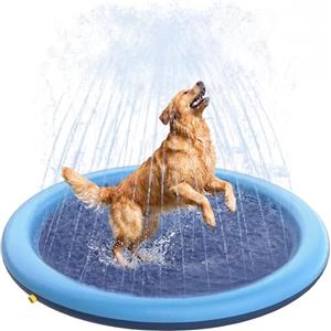 CNMTCCO Piscina per cani da 100 cm,tappetino gonfiabile pieghevole con spruzzatori, piscina per cani,tappetino gonfiabile rinforzato per giochi d'acqua,per l'estate in giardino, in spiaggia