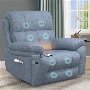 YONISEE Poltrona Relax Elettrica 150° Poltrone Massaggiante Reclinabile Alzapersona Con Poggiapiedi e Riscaldamento, USB+Tipo C, Portabicchieri, Tasche Laterali, Sofa Da Letto Salotto (Blu)