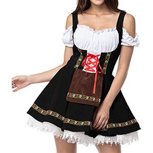 Generico Abito Donna Baviera Tedesca Tradizionale Costume Bavarese per la Festa di Carnevale dell'Oktoberfest di Ottobre Set Dirndl Costume German Festival Uniforme da Travestimento di Halloween Comfort