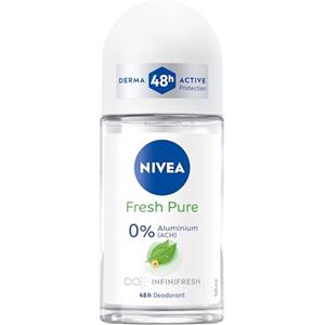 Beiersdorf NIVEA Fresh Pure Deo Roll-On, deodorante senza alluminio (ACH) e alcool etilico per 48 ore di protezione e cura, deodorante roller con profumo di gelsomino (50 ml)
