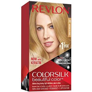 REVLON Colorsilk Colorazione Permanente Capelli Fai-Da-Te a Casa, Senza Ammoniaca e Arricchita con Cheratina, 74 - Biondo Medio, 1 Unità