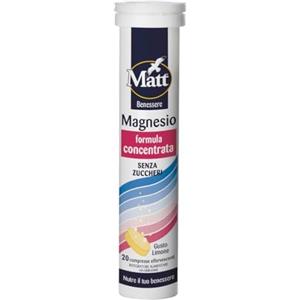 Matt, Magnesio, Integratore Alimentare Utile per la Stanchezza e il Normale Funzionamento del Sistema Nervoso a Base di Magnesio, Vitamina B6 e Vitamina B12, Confezione da 20 Compresse Gusto Limone